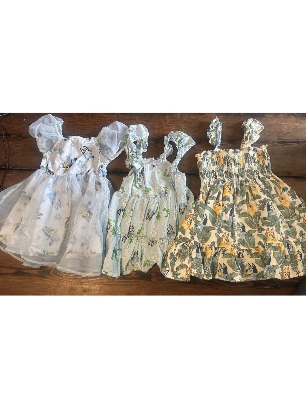 Bluey toddler sz 2T Dress LOT of 3 Gauzey, Flutter Sleeve, Princess dress twirl